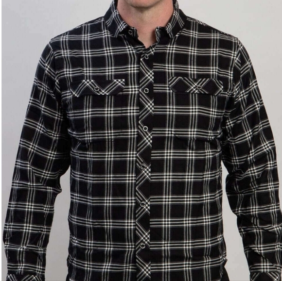 Tobacco Motorwear Flannel in Empire Men's Large Tall Plaid Black - Picture 3 of 10